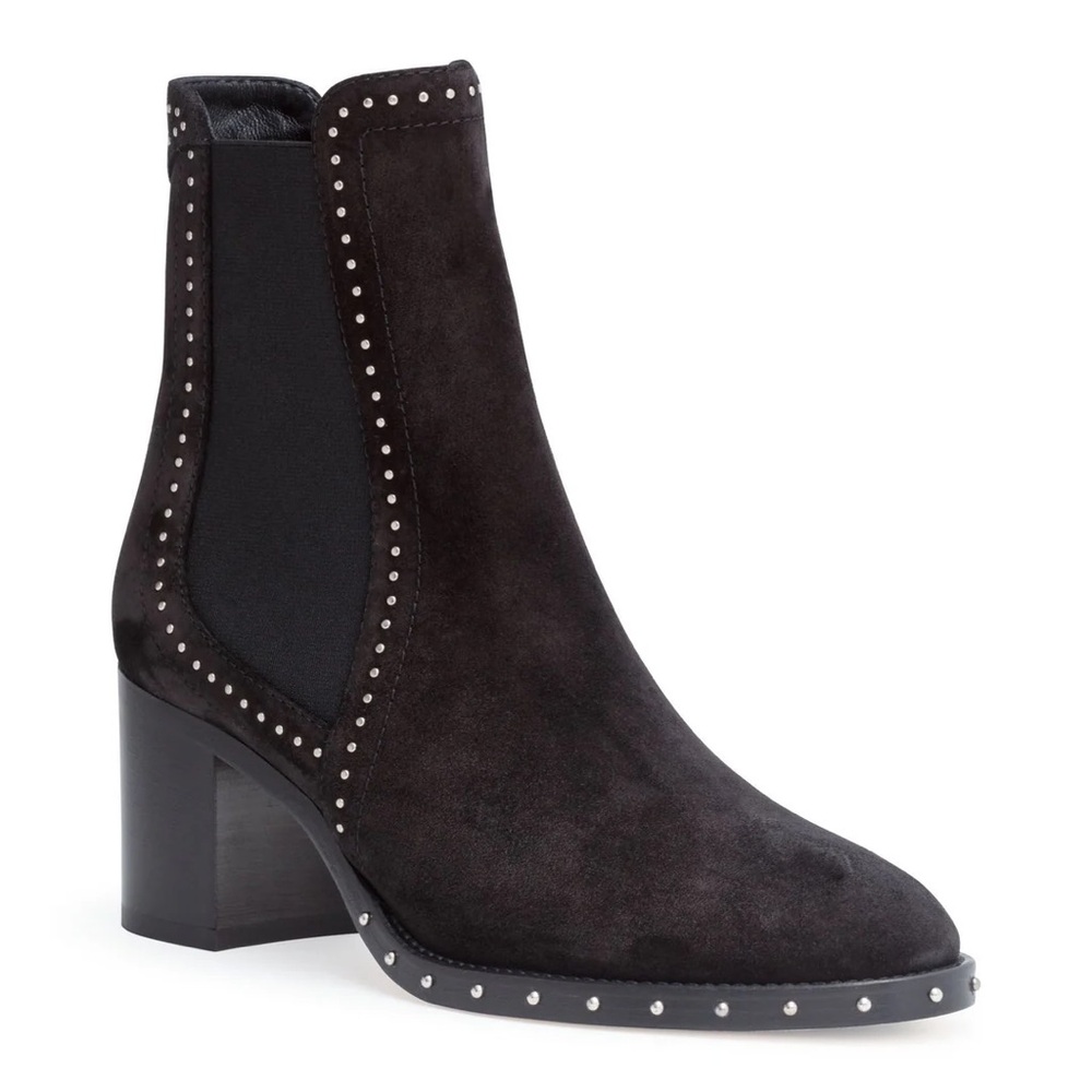 Jimmy Choo Merril 65 Black Suede Stud Heeled Boots 40.5 US Size 10